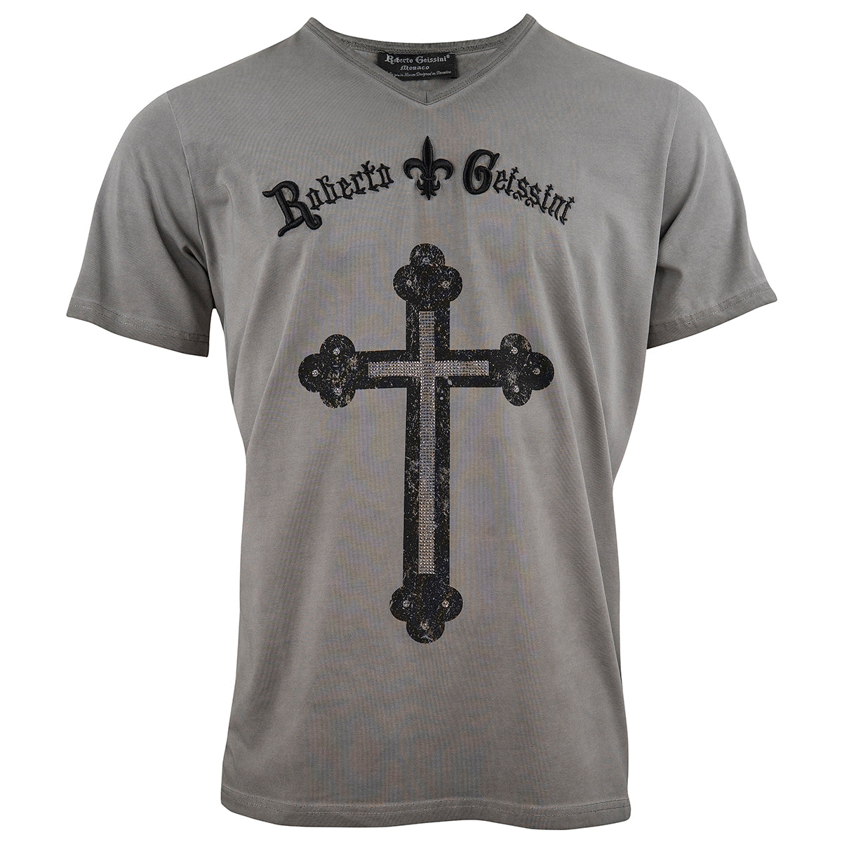 Cross stonewashed V-Neck T-Shirt