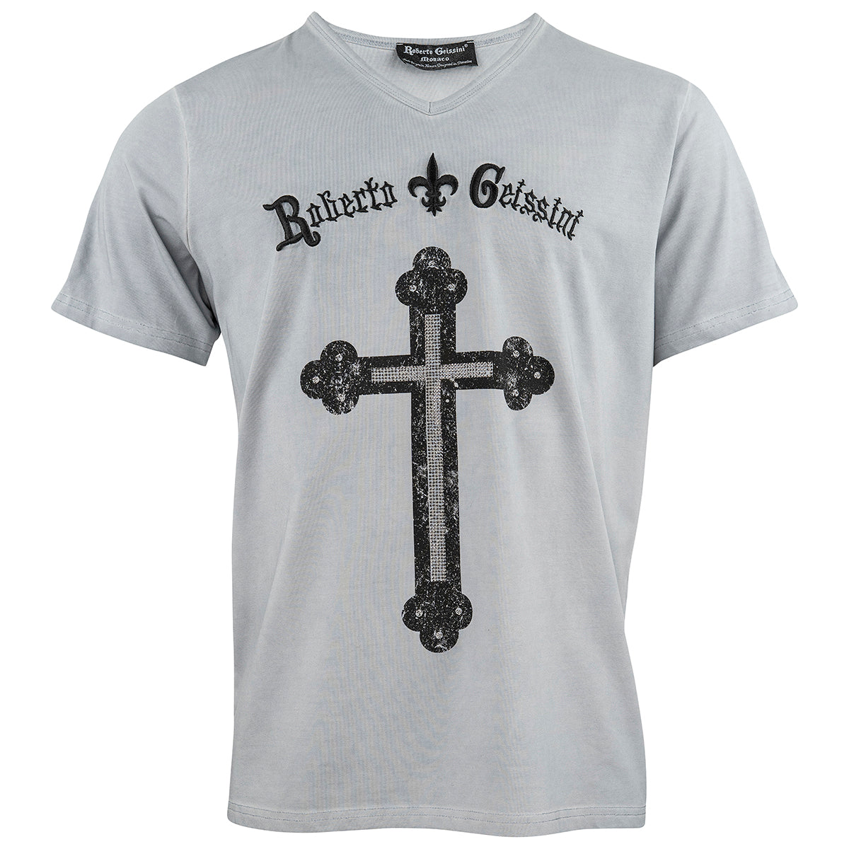 Cross stonewashed V-Neck T-Shirt