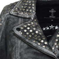 Zoe Lederjacke Grau