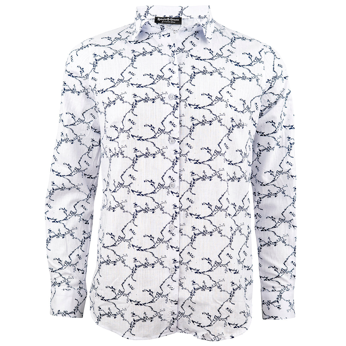 Leinen Bluse Lady-weiss-grau