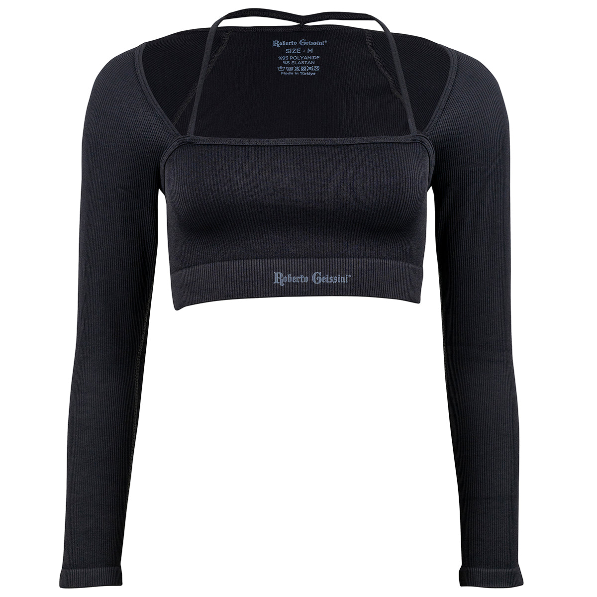 Langarm Sport Top Schwarz