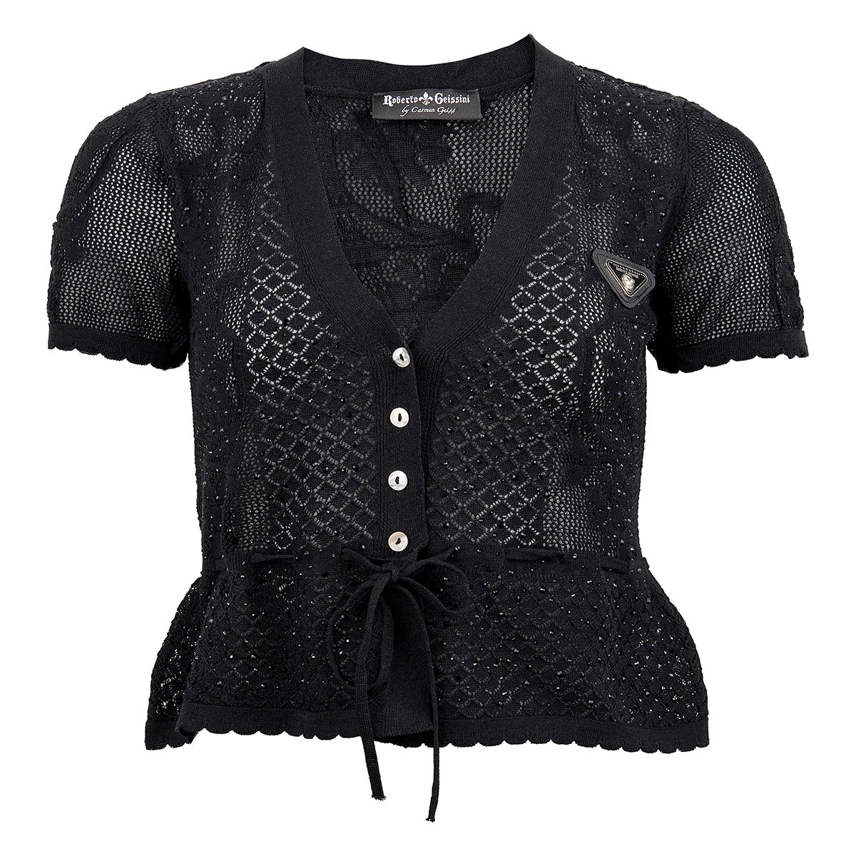 Lady Strick Kurzarm Pulli Schwarz
