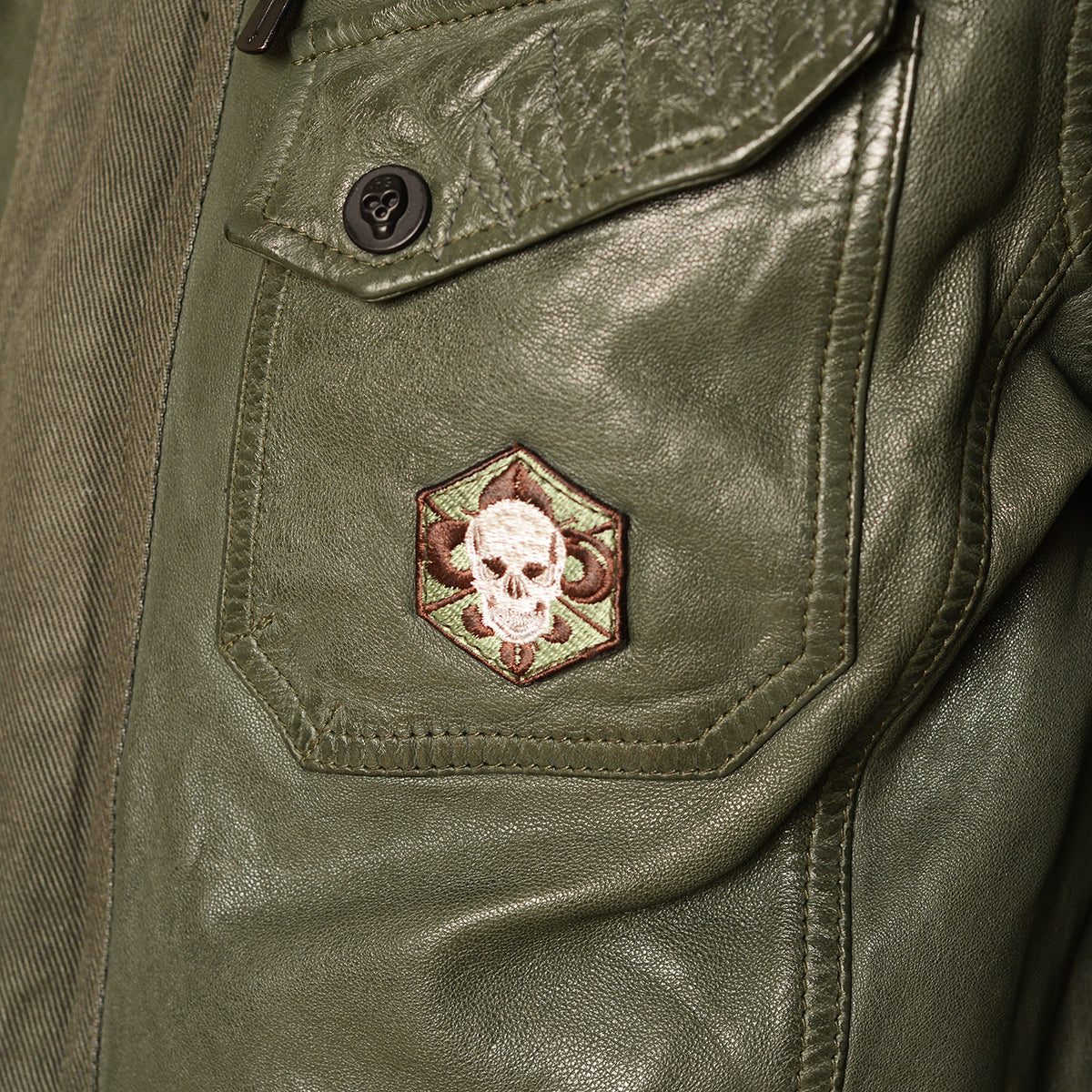 Sharok Leather Jacket Khaki