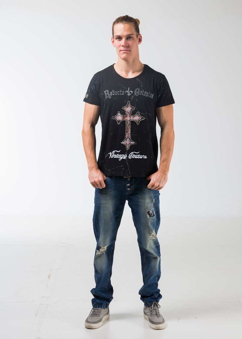 Cross Vintage T-Shirt Schwarz