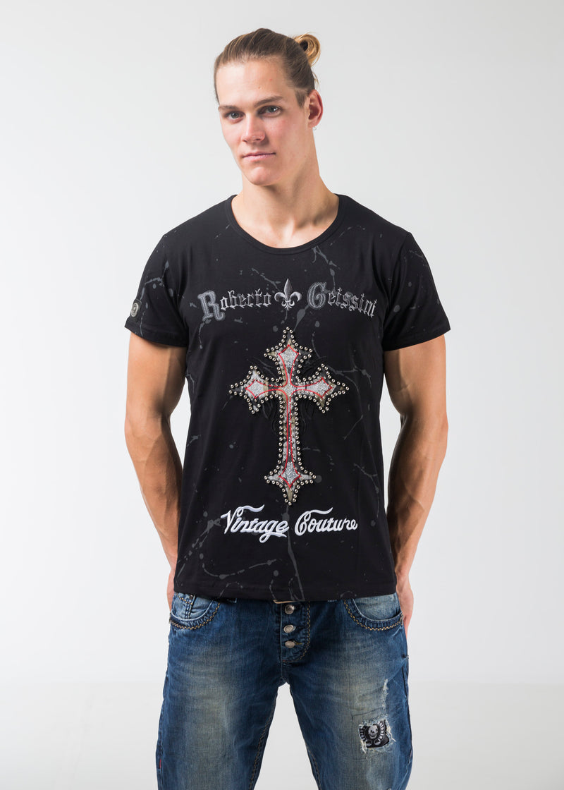 Cross Vintage T-Shirt Schwarz