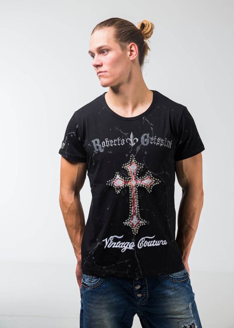 Cross Vintage T-Shirt Schwarz