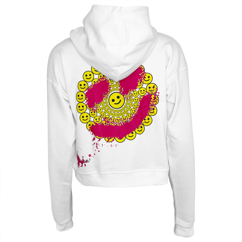 Smiley Hoodie White Yellow