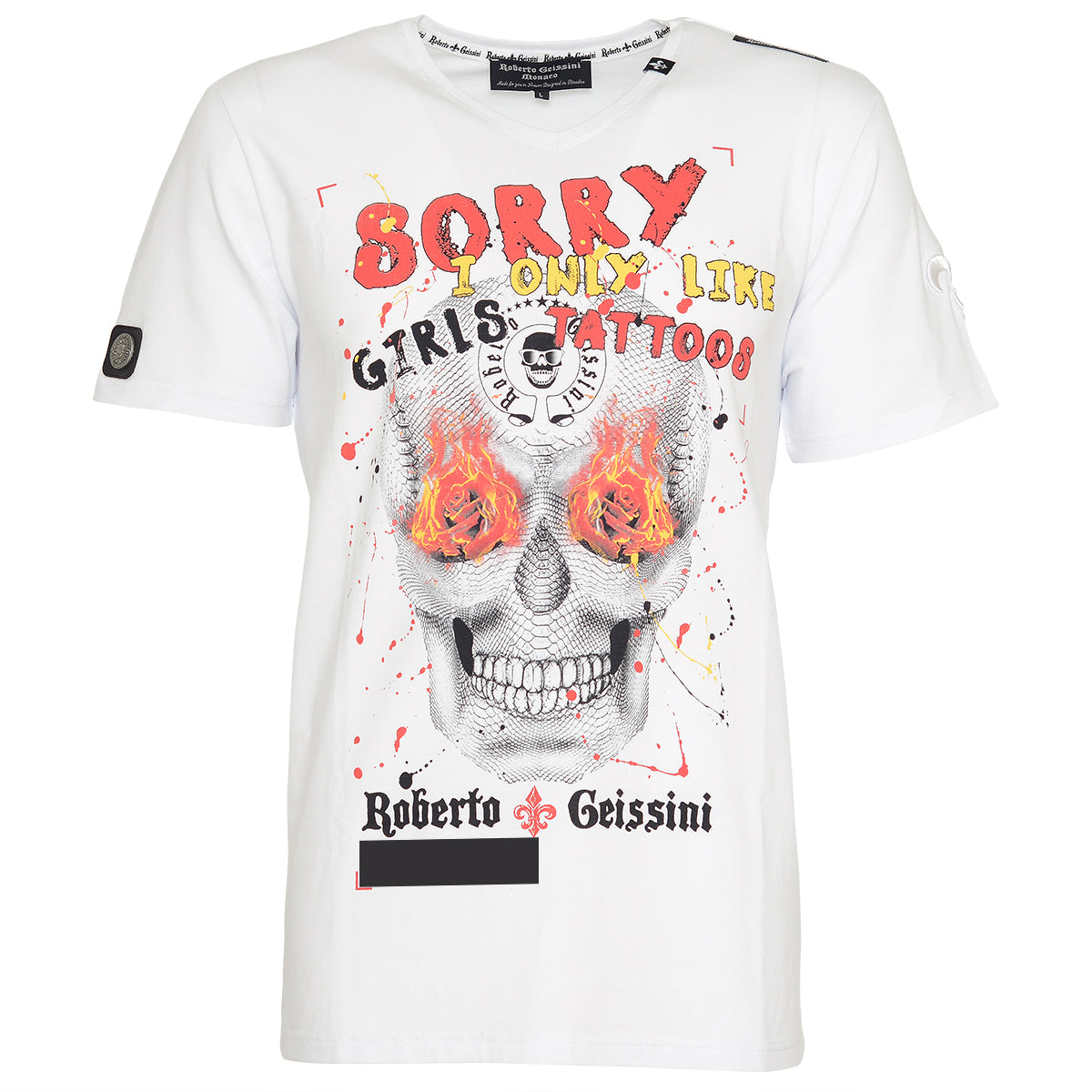 HERREN T-SHIRT SKULL SORRY TOTENKOPF white
