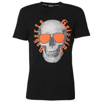 Stitched Skull T-Shirt Black Orange