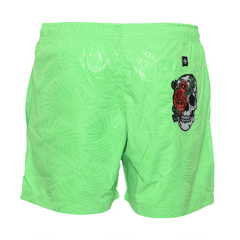 Skull Rose Swim Trunks Green