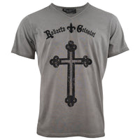 Cross stonewashed V-Neck T-Shirt