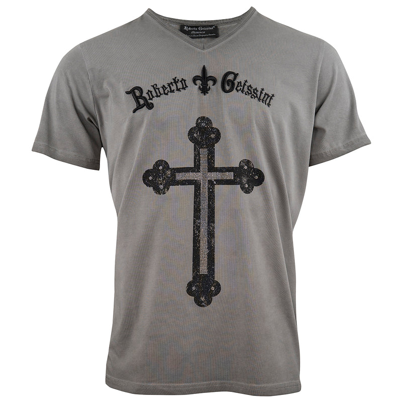 Cross stonewashed V-Neck T-Shirt