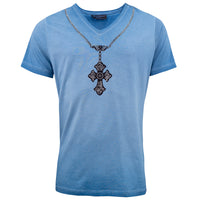 Chain stonewashed V-Neck T-Shirt