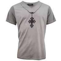 Chain stonewashed V-Neck T-Shirt