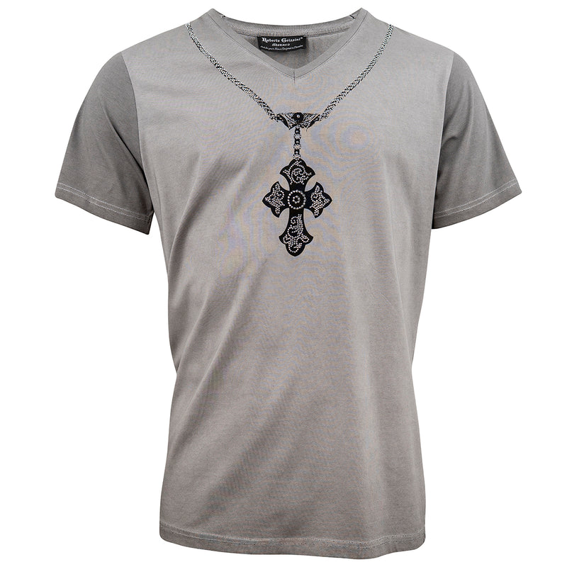 Chain stonewashed V-Neck T-Shirt
