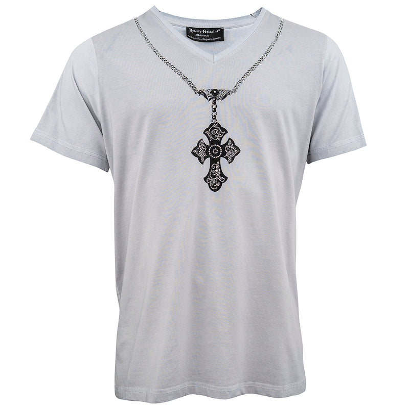 Chain stonewashed V-Neck T-Shirt