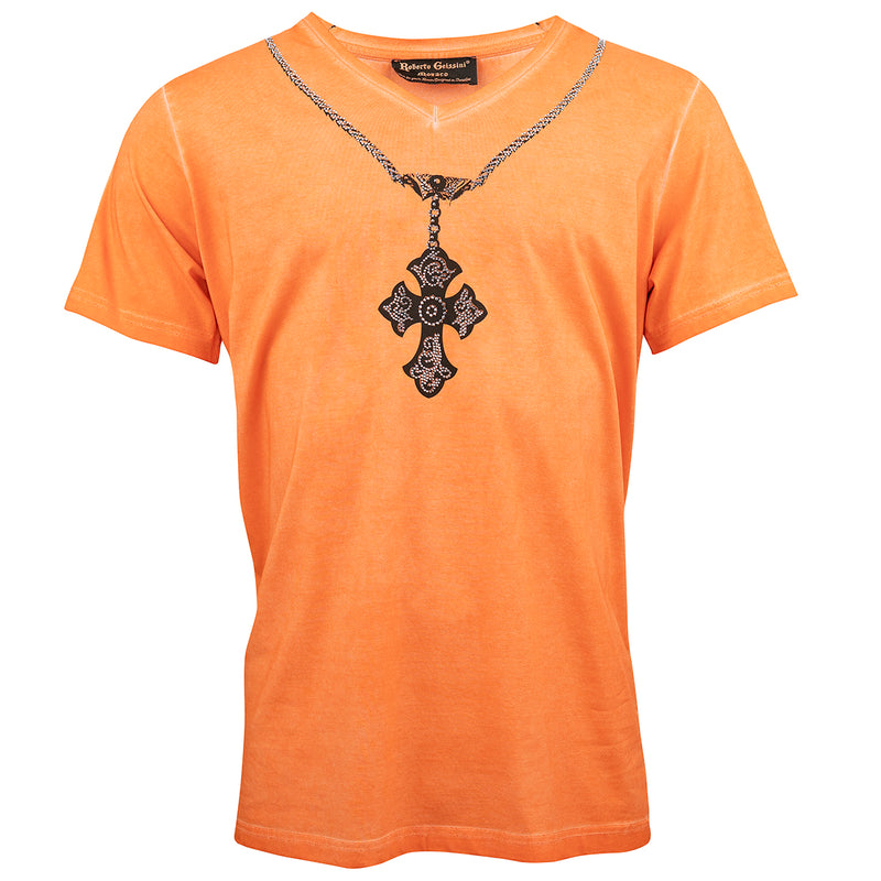 Chain stonewashed V-Neck T-Shirt