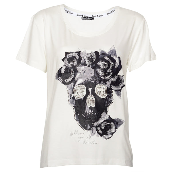 Damen T-Shirt Flower-Skull-BE