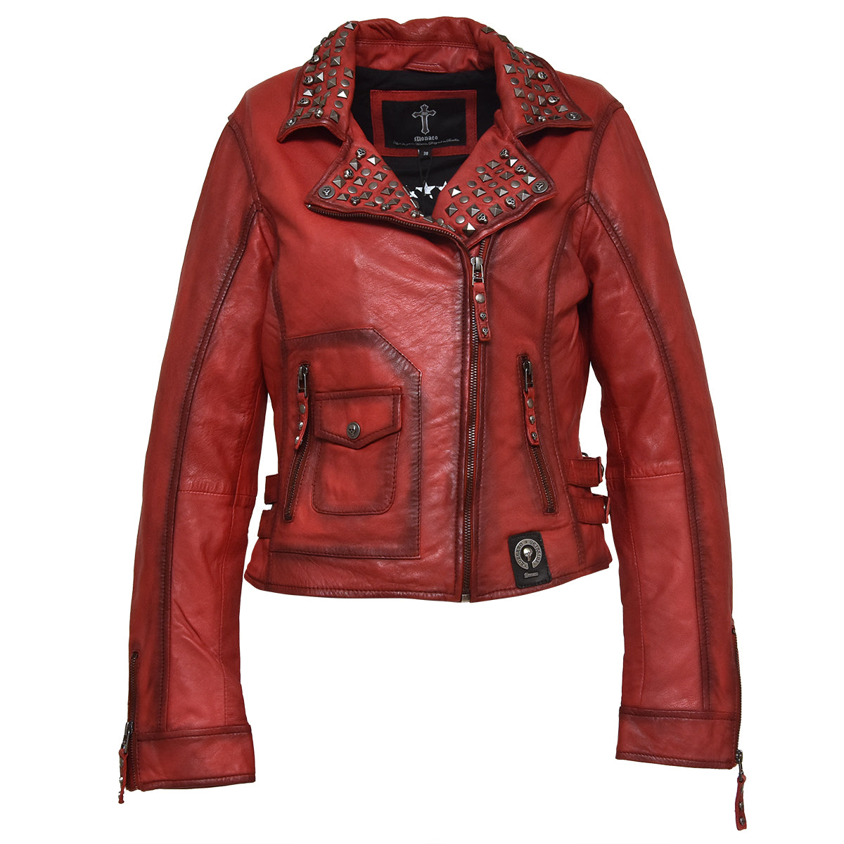 Jilani Lederjacke Bikerjacke in outlet rot,handschuhweich,Damen,Gr.38,sehr guter Zust.