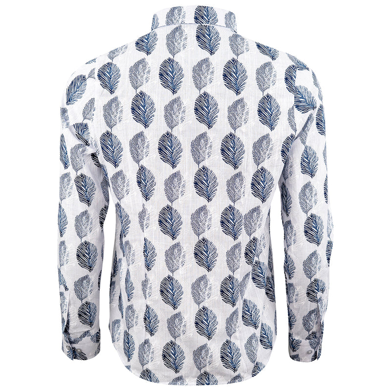 Leinen Bluse Spring-weiss-blau