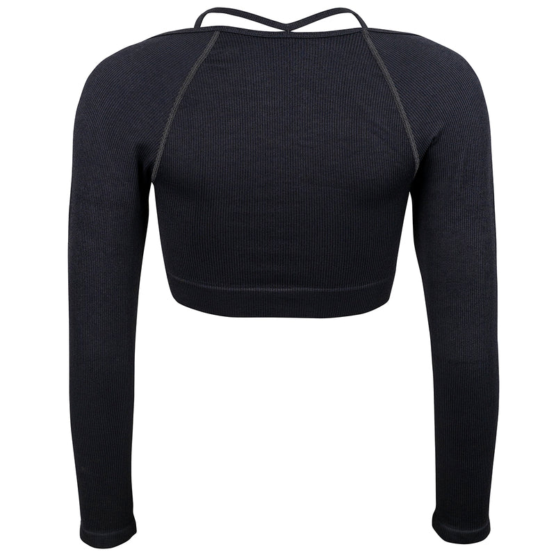 Langarm Sport Top Schwarz