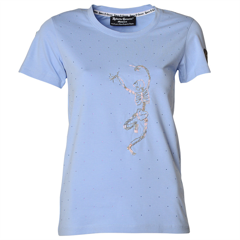 Dancing Skelett T-Shirt Blau