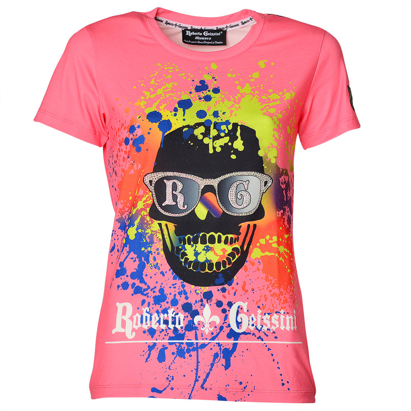 Skull Graffiti T-Shirt Pink