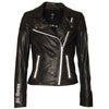 Alla Leather Jacket Black White