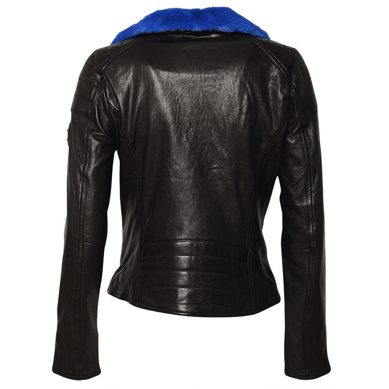 Alla Lederjacke Schwarz Blau