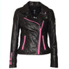 Alla Lederjacke Schwarz Pink