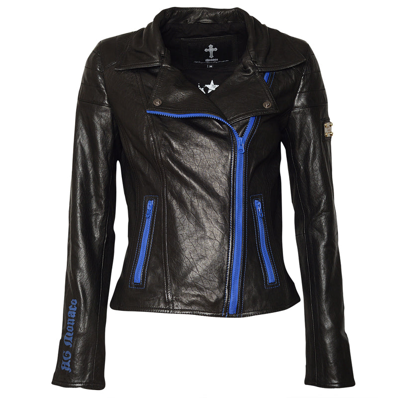 Alla Lederjacke Schwarz Blau