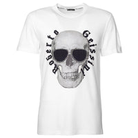 Stitched Skull T-Shirt White Black