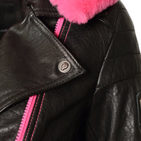 Alla Lederjacke Schwarz Pink