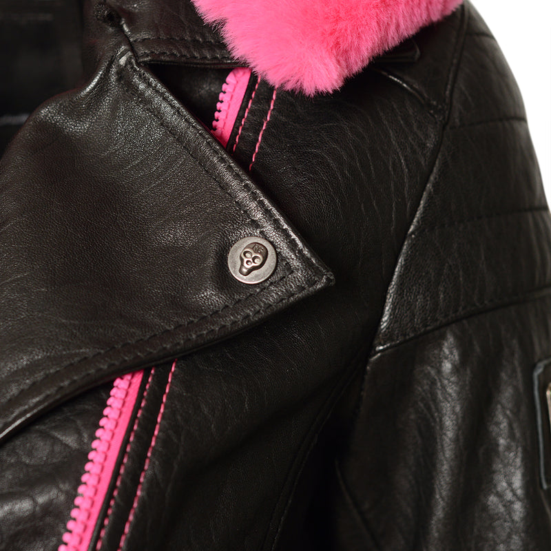 Alla Leather Jacket Black Pink