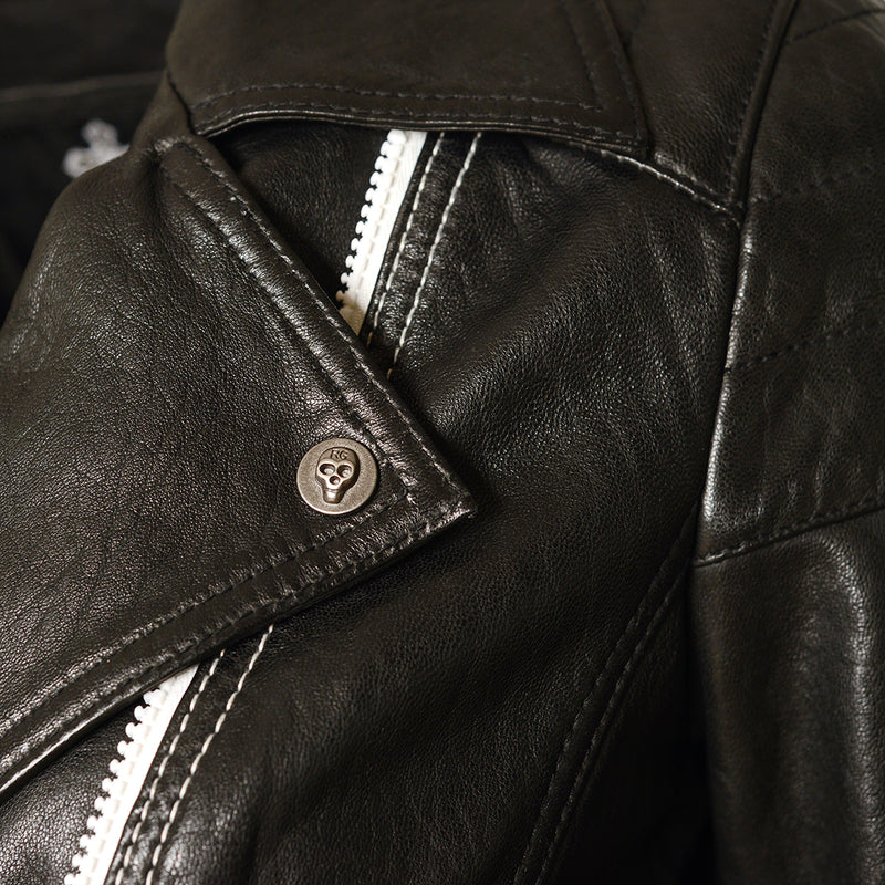 Alla Leather Jacket Black White