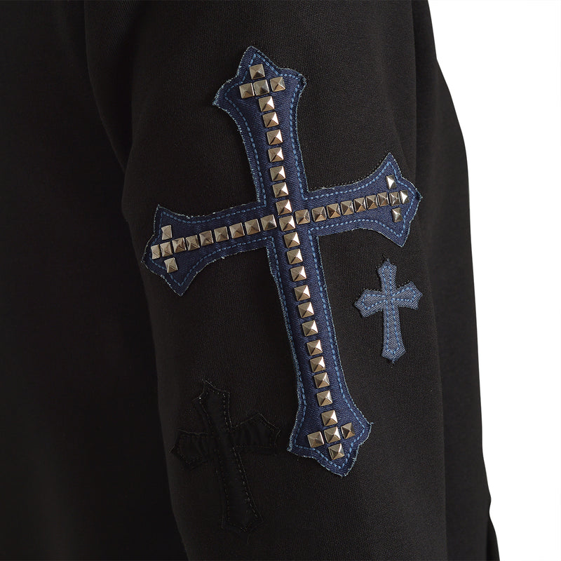 Blue Multi Cross Sweat Jacket Black