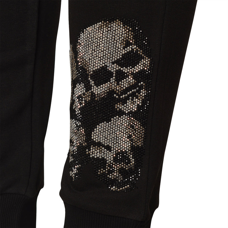 Little Silver Skull Jogging Pants Black