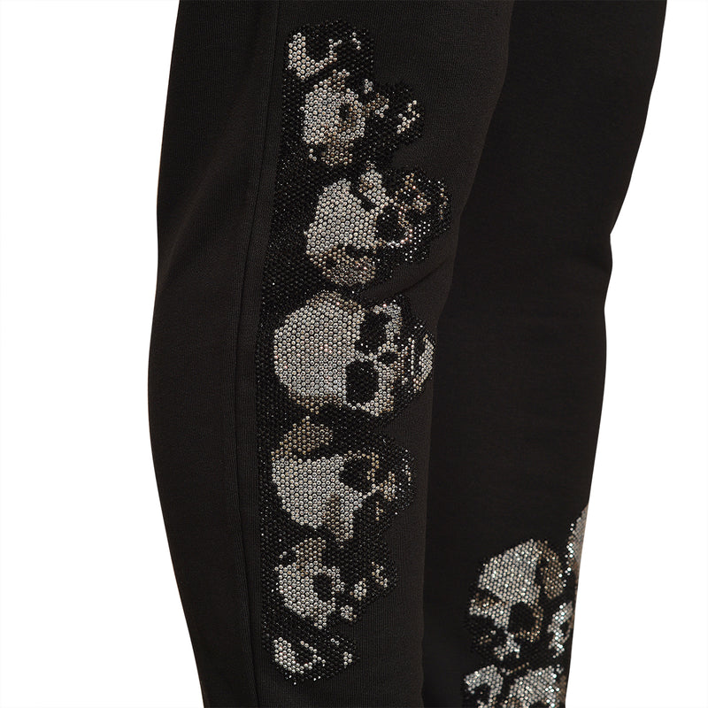 Little Silver Skull Jogging Pants Black